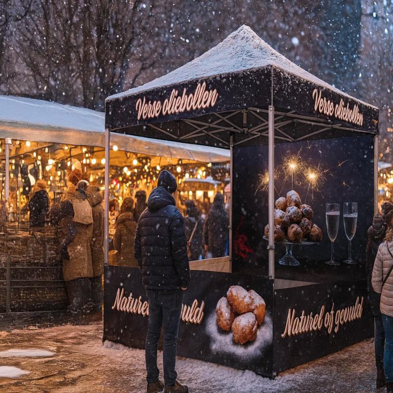 Verse oliebollen? Zet een kant-en-klare oliebollenkraam neer
