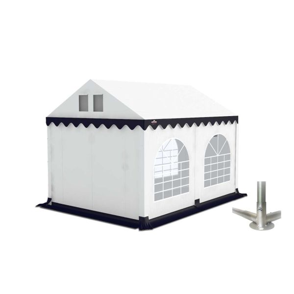 Partytent 3×4 m PVC | GRIZZLY GO-PRO | ARMORSHIELD™ 640 | Grondframe | Wit-Blauw