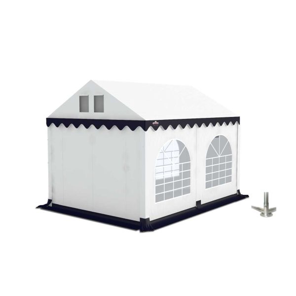 Partytent 4×4 m PVC | GRIZZLY GO-PRO | ARMORSHIELD™ 640 | Grondframe | Wit-Blauw