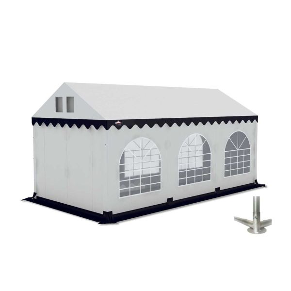 Partytent 4×6 m PVC | GRIZZLY GO-PRO | ARMORSHIELD™ 640 | Grondframe | Wit-Blauw