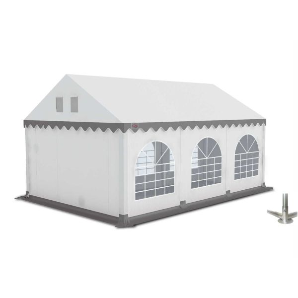 Partytent 4×6 m PVC | GRIZZLY GO-PRO | ARMORSHIELD™ 640 | Grondframe | Wit-Grijs