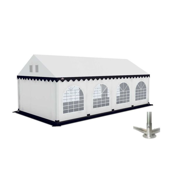 Partytent 4×8 m PVC | GRIZZLY GO-PRO | ARMORSHIELD™ 640 | Grondframe | Wit-Blauw