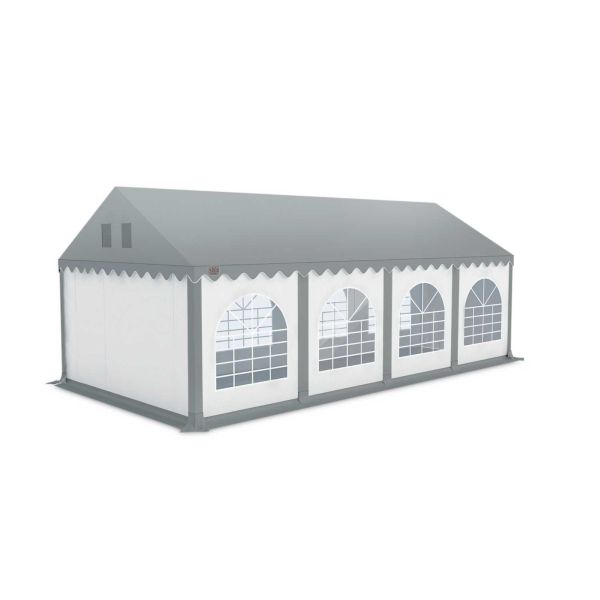 Partytent 4×8 m PVC | GRIZZLY GO PRO ARMORSHIELD™ 640 |dak grijs zijwanden wit-grijs