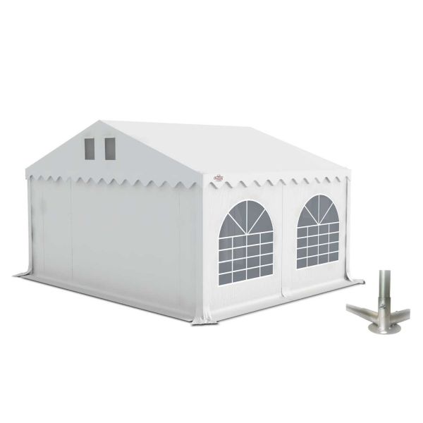 Partytent 5×4 m PVC | GRIZZLY GO-PRO | ARMORSHIELD™ 640 | Grondframe | Wit