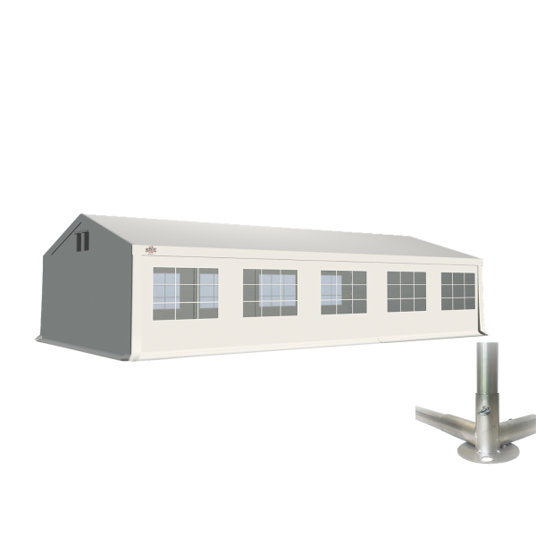 Partytent 5×10 m PVC | GRIZZLY GO BASIC DURASHIELD™ 500 | Wit | Grondframe
