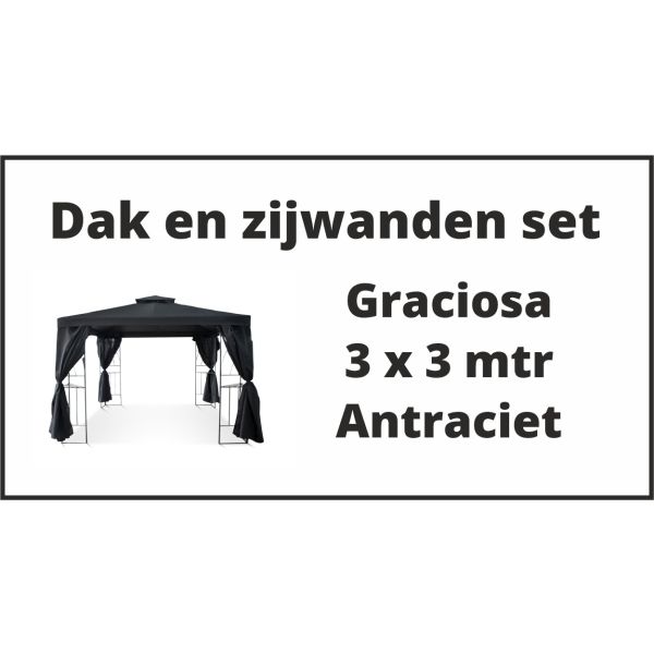 Graciosa 3x3 m Set Dak en zijwanden Antraciet