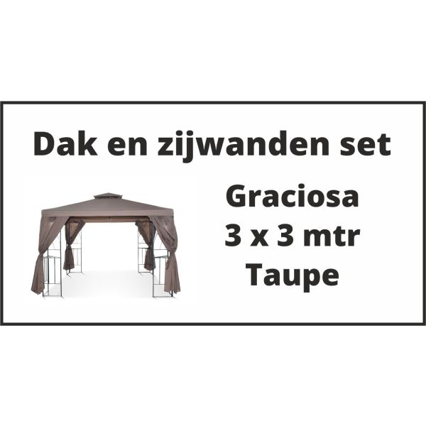 Graciosa 3x3 m Set Dak en zijwanden Taupe