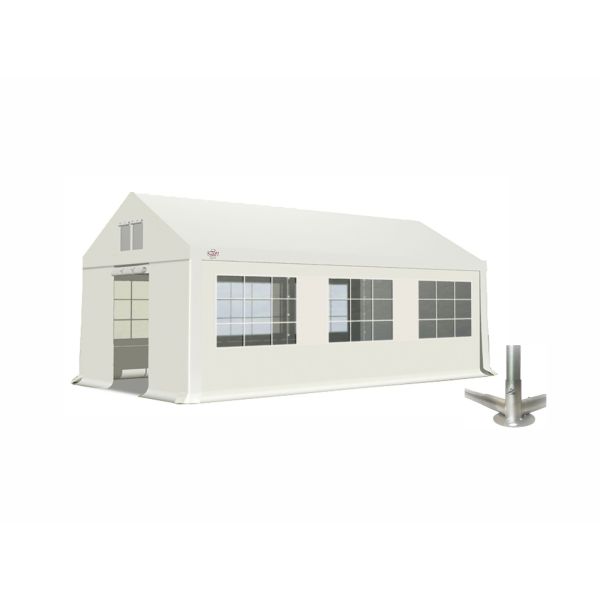 Partytent 3×6 m PVC | GRIZZLY GO BASIC DURASHIELD™ 500 | Wit | Grondframe