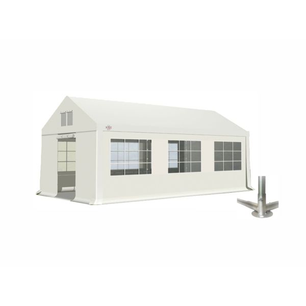 Partytent 4×6 m PVC | GRIZZLY GO BASIC DURASHIELD™ 500 | Wit | Grondframe