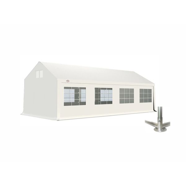 Partytent 4×8 m PVC | GRIZZLY GO BASIC DURASHIELD™ 500 | Wit | Grondframe