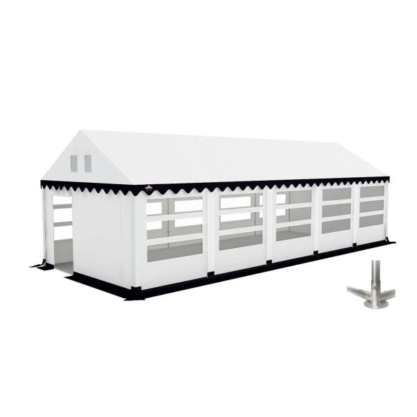 Partytent 4×10 m PVC | GRIZZLY GO-PRO LIMITED | ARMORSHIELD™ 640 | Grondframe | Wit-Blauw
