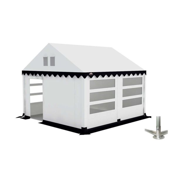 Partytent 4×4 m PVC | GRIZZLY GO-PRO LIMITED | ARMORSHIELD™ 640 | Grondframe | Wit-blauw