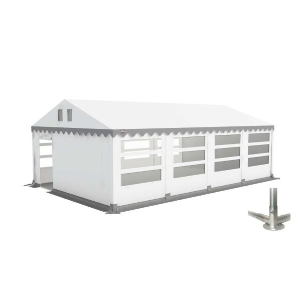 Partytent 5×8 m PVC | GRIZZLY GO-PRO LIMITED | ARMORSHIELD™ 640 | Grondframe | Wit-Grijs