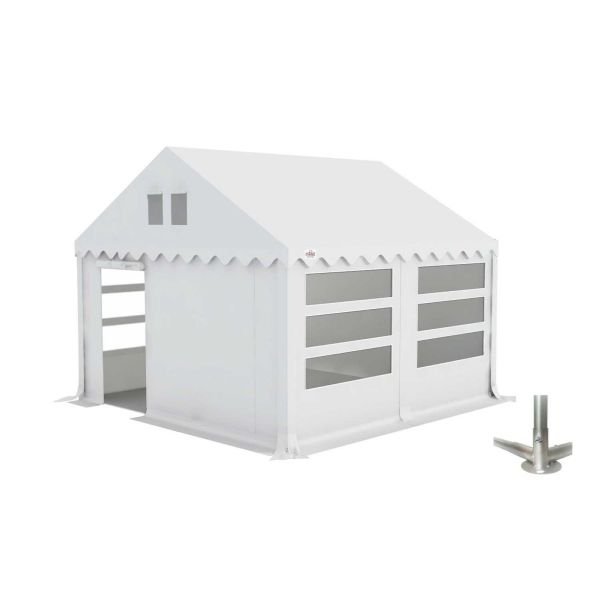 Partytent 4×4 m PVC | GRIZZLY GO-PRO LIMITED | ARMORSHIELD™ 640 | Grondframe | Wit 