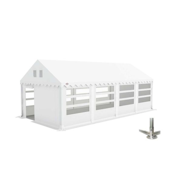 Partytent 4×8 m PVC | GRIZZLY GO-PRO LIMITED | ARMORSHIELD™ 640 | Grondframe | Wit