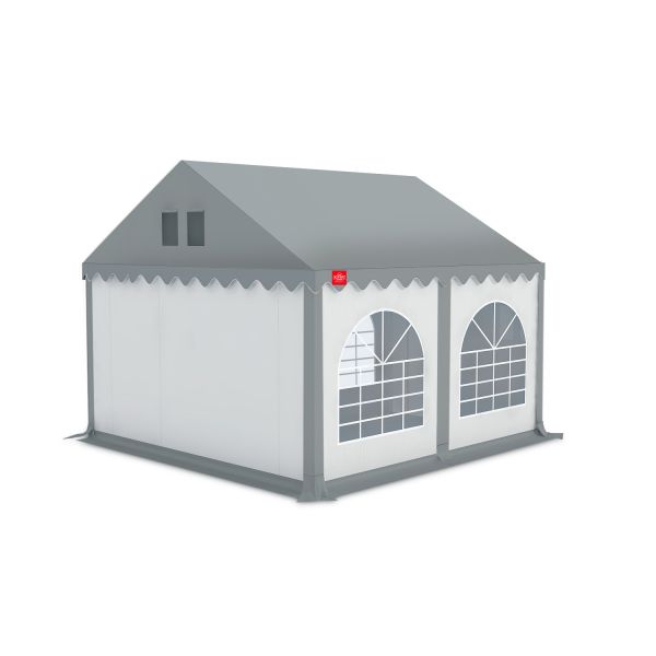 Partytent 4×4 m PVC | GRIZZLY GO PRO ARMORSHIELD™ 640 |Dak grijs zijwanden wit-grijs