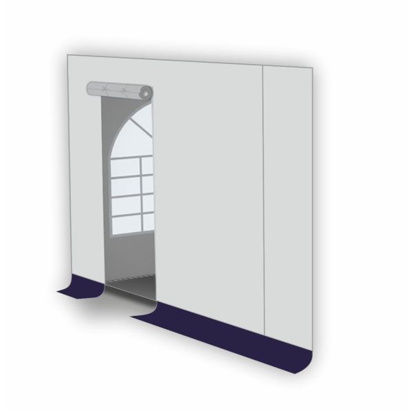 Kops paneel met ingang voor Partytent PVC, De ingang is open te ritsen en onderin bevat de ingang een tochtflap.