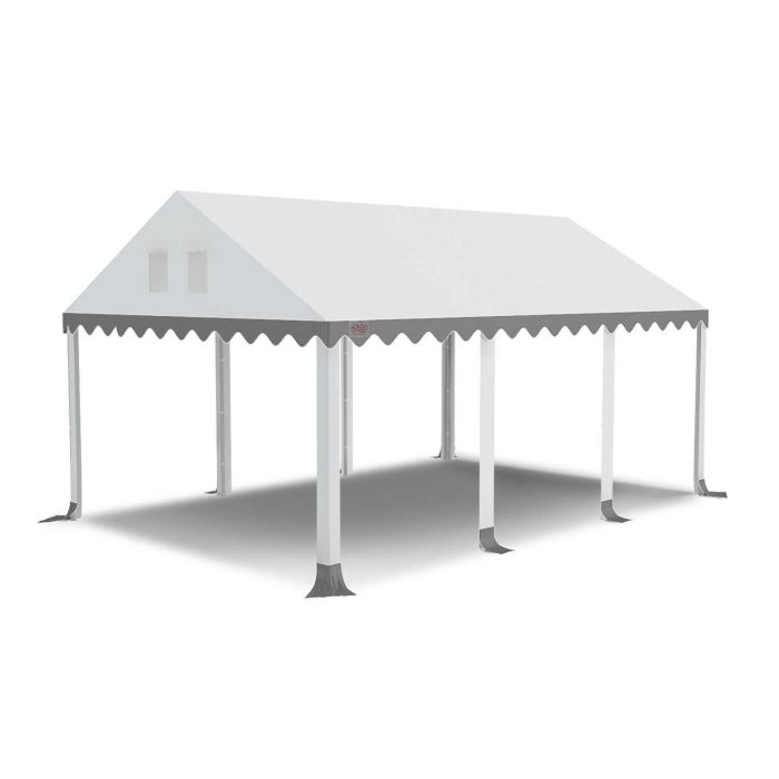 Dit dakdoek is brandvertragend gecertificeerd, heeft koperen zeilringen in het dak zitten en is volledig gemaakt van waterdicht pvc.