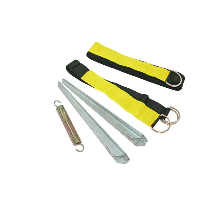 stormband FLUO set, bestaat uit een spanveer, twee hoekharingen en twee verstelbare nylon banden.