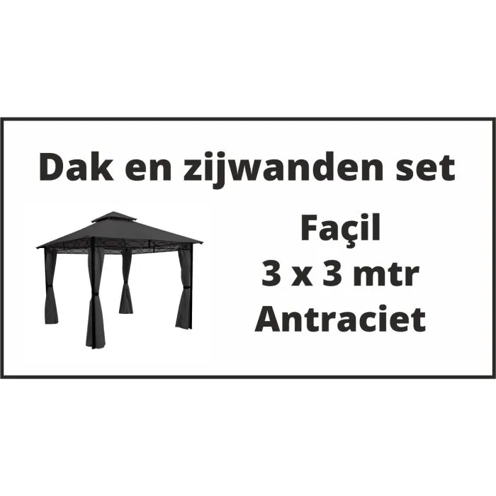 Façil 3x3 set dak en zijwanden antraciet