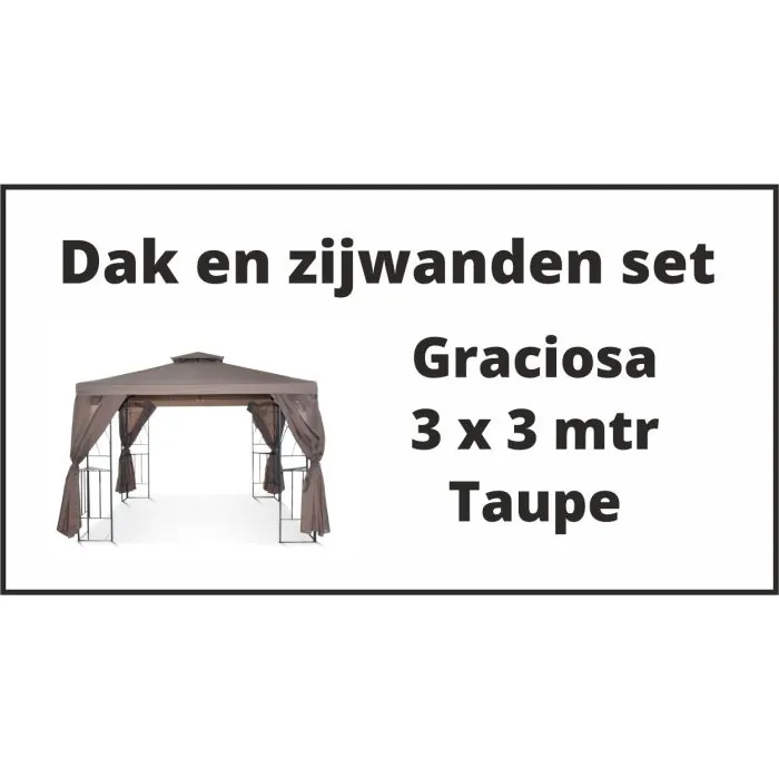 Graciosa 3x3 m Set Dak en zijwanden-Taupe