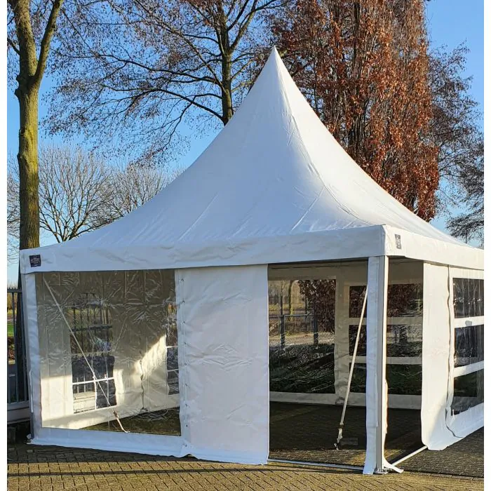 Pagodetent 4x4 incl. zijwanden wit