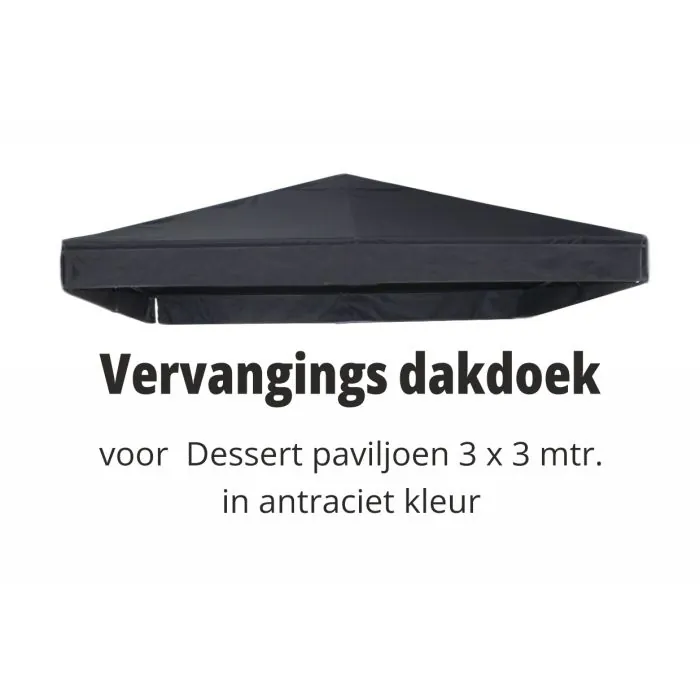 Gecheer Partytent, dak, tentdak, tentafdekking, paviljoendak, reservedak, dakzeil, paviljoen, afdekking voor paviljoen, partytent, tuintent, 4,5 x 3 m, antraciet, 270 g/m²
