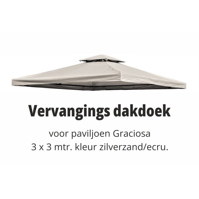 vervangings dakdoek voor paviljoen graciosa zilverzand/ecru 3x3 meter