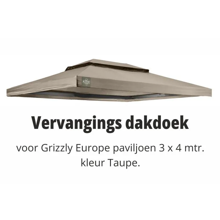 Vervangings dakdoek voor Grizzly Europe paviljoen 3x4 meter Taupe