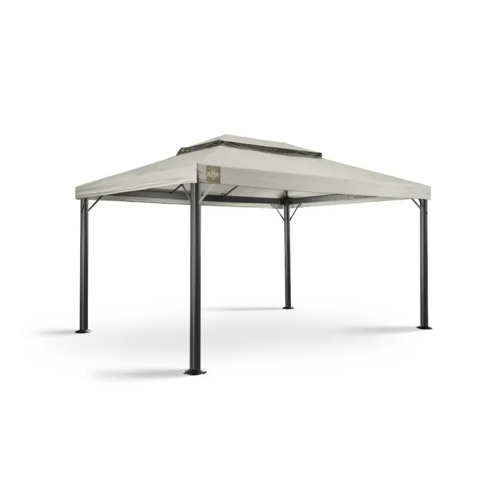 Het Grizzly Europe paviljoen 3x4 meter zonder zijwanden bestaat uit het frame en het dak (inclusief windvanger). Op iedere hoek zitten twee schoren om te zorgen dat het paviljoen steviger staat.