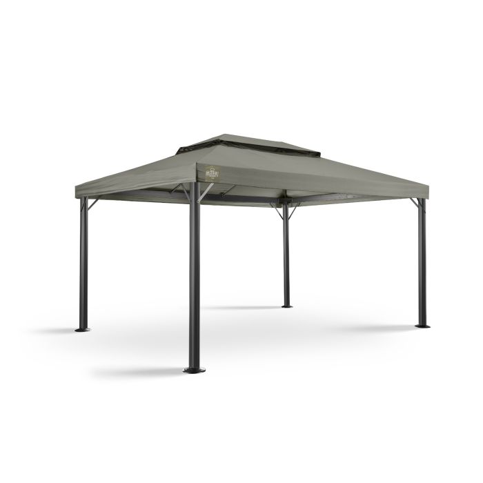 Het Grizzly Europe paviljoen 3x4 meter zonder zijwanden bestaat uit het frame en het dak (inclusief windvanger). Op iedere hoek zitten twee schoren om te zorgen dat het paviljoen steviger staat.