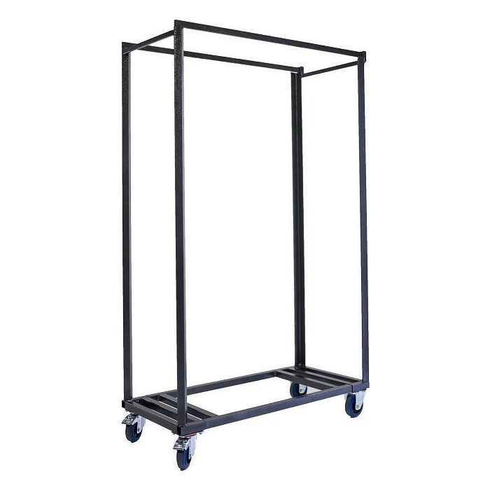 transportkar voor klapstoelen, zwart, hoog, metaal, op wielen