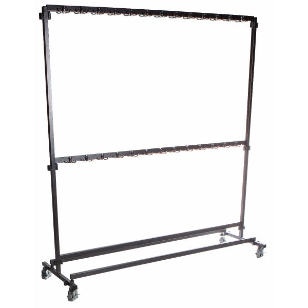 jassenrek op wielen, 2m, zwart, metalen hangers