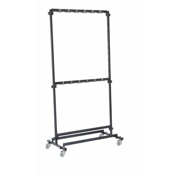 jassenrek op wielen, zwart, metalen hangers