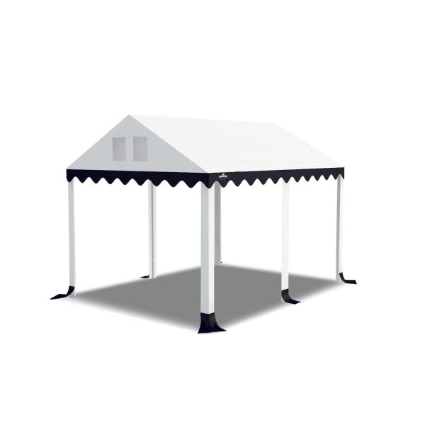 Dit dakdoek is brandvertragend gecertificeerd, heeft koperen zeilringen in het dak zitten en is volledig gemaakt van waterdicht pvc.