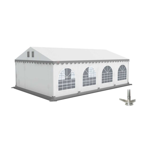GO-PRO 5x8 Partytent met grondframe Wit-Grijs