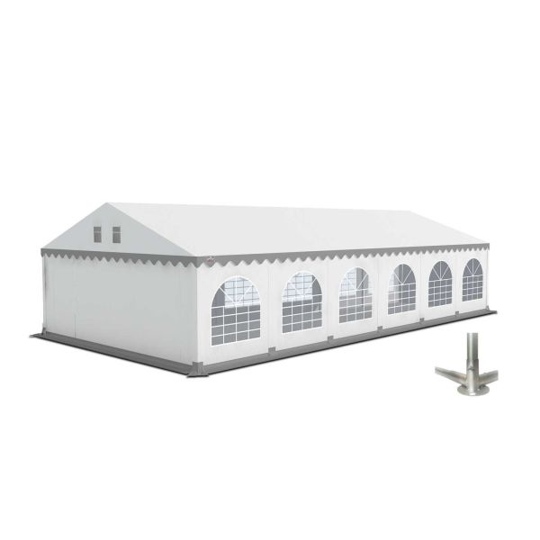 GO-PRO 6x12 Partytent met grondframe Wit-Grijs