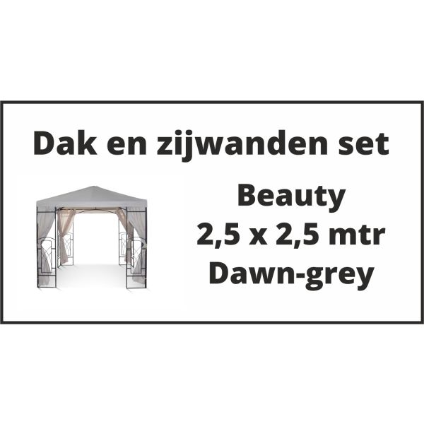 Beauty 2,5x2,5 m set dak en zijwanden grey dawn