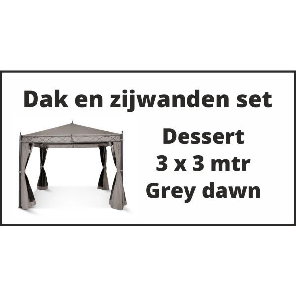 Dessert 3x3 m set dak en zijwanden grey dawn