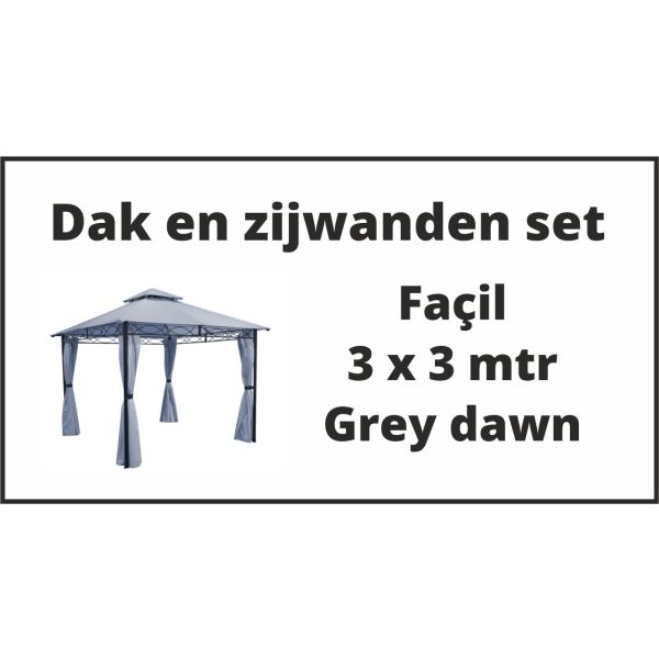 Façil 3x3 set dak en zijwanden grey dawn