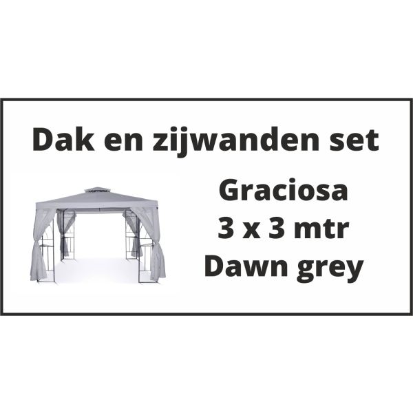 Graciosa 3x3 m set dak en zijwanden grey dawn