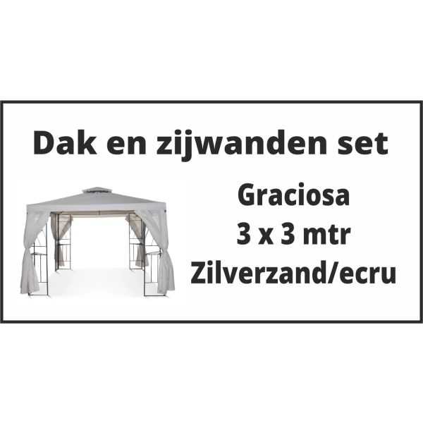 Dak en zijwanden set graciosa 3x3 zilverzand/ecru