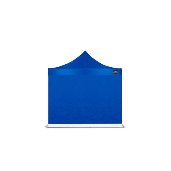 Zijwand 3 meter blauw. Tochtflap is wit gekleurd.