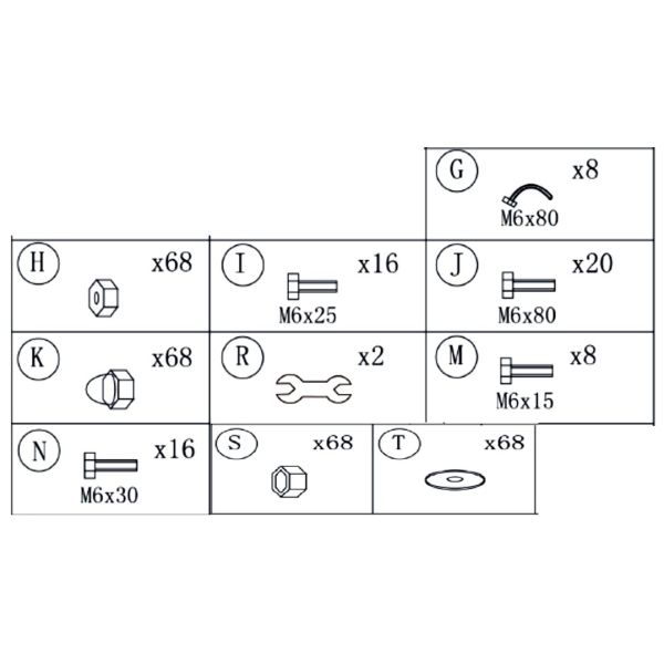 Bevat alle schroeven voor een dessert paviljoen.