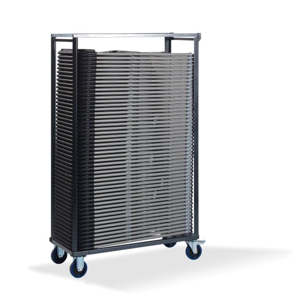 transportkar inclusief 50 budget stoelen, zwart, hoog, metaal, op wielen