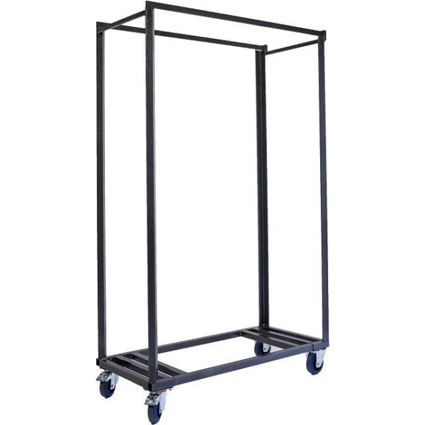 transportkar voor klapstoelen, zwart, hoog, metaal, op wielen