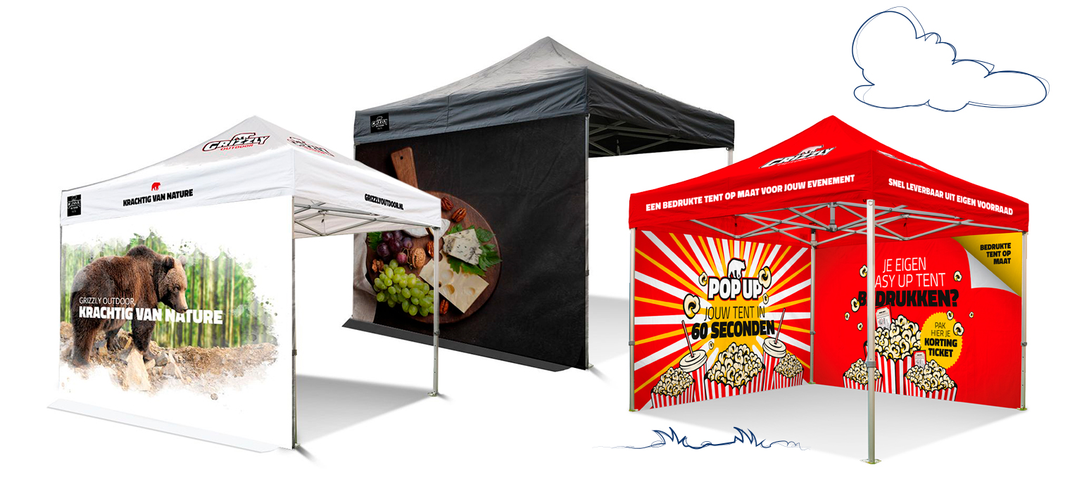 Correctie Rusteloosheid cafetaria Tent bedrukken | Elke print is mogelijk | Partytent-Online®